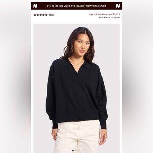 nuuds Women's Classic Black V-Neck Sweater